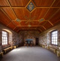 Restored Interior with wooden ceiling in Dunnottar Castle
