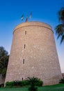 Restored medieval cylindrical stone tower