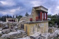 Restored North Entrance with charging bull fresco at the archaeological site of Knossos