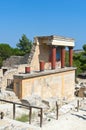 Restored North Entrance with charging bull fresco in Knossos Palace