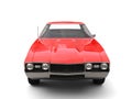 Restored old school red vintage muscle car - front view closeup shot Royalty Free Stock Photo