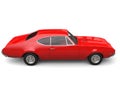 Restored old school red vintage muscle car - side view Royalty Free Stock Photo