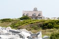 The restored Oregon Inlet Life Saving Station stands on the North Carolina Outer Banks coast at Pea Island National Wildlife Royalty Free Stock Photo