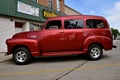 Restored red customized 1949 van