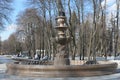 Fountain `Northern Bowl` in the park of the Northern River Station, Moscow, Russia, Europe.