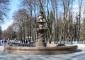 Fountain `Northern Bowl` in the park of the Northern River Station, Moscow, Russia, Europe.