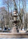 Fountain `Northern Bowl` in the park of the Northern River Station, Moscow, Russia, Europe.