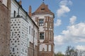 the restored tower of the medieval castle of Mir, Belarus Royalty Free Stock Photo