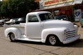 Restored white 1949 Chevy pickup