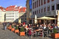 The restored Woman Church and Barock Houses around Dresdens Neumarkt