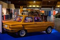 Restored yellow Soviet-era car ZAZ 968 exotic car exhibition, autoexotica, autoshow