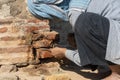 Restorative woman working, Bagan