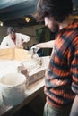 Restorers working with gypsum models Royalty Free Stock Photo