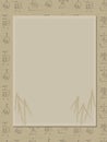 Restrained retro light old beige color with imitation Japanese hieroglyphs frame bamboo photo Royalty Free Stock Photo