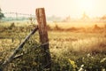 Restrict Area fence dry arid grass countryside Royalty Free Stock Photo