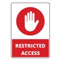 Restricted access with a white hand in a red circle banner on a white background Royalty Free Stock Photo