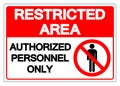 Restricted Area Authorized Personnel Only Symbol Sign, Vector Illustration, Isolate On White Background Label. EPS10