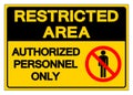 Restricted Area Authorized Personnel Only Symbol Sign, Vector Illustration, Isolate On White Background Label. EPS10 Royalty Free Stock Photo