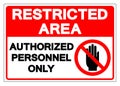 Restricted Area Authorized Personnel Only Symbol Sign, Vector Illustration, Isolate On White Background Label. EPS10 Royalty Free Stock Photo