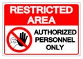 Restricted Area Authorized Personnel Only Symbol Sign, Vector Illustration, Isolate On White Background Label. EPS10 Royalty Free Stock Photo