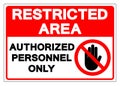 Restricted Area Authorized Personnel Only Symbol Sign, Vector Illustration, Isolate On White Background Label. EPS10 Royalty Free Stock Photo