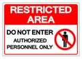 Restricted Area Do Not Enter Authorized Personnel Only Symbol Sign, Vector Illustration, Isolate On White Background Label. EPS10 Royalty Free Stock Photo