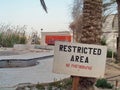 `Restricted Area No Photographs` sign in Baghdad, Iraq
