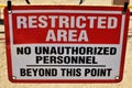 Restricted area sign