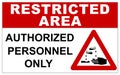 Restricted area sign for corrosive substances Royalty Free Stock Photo