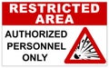 Restricted area sign for explosive substances