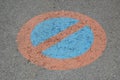 Restricted parking zone sign on the ground Royalty Free Stock Photo