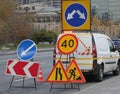 Restriction for cars in case of road works in the city