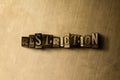 RESTRICTION - close-up of grungy vintage typeset word on metal backdrop