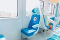 Prohibitions in a metro train car during the outbreak of the covid-19 coronavirus pandemic in Dubai and the Royalty Free Stock Photo