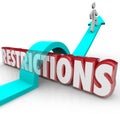 Restrictions Word Arrow Jumping Over Rules Regulations Overcoming Limitations Royalty Free Stock Photo
