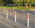 Restrictive fence on sidewalk