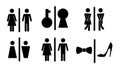 Restroom or bathroom for man and woman to peeing. Funny vector WC pictogram icon or sign. World toilet day. Stickman