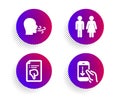 Restroom, Breathing exercise and Thumb down icons set. Scroll down sign. Wc toilet, Breath, Decline file. Vector