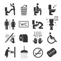 Restroom icon set, washroom and bathroom symbols