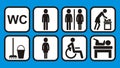 Restroom icons, black silhouette, set, eps. Royalty Free Stock Photo