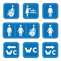 Restroom icons. Man, woman, wheelchair person symbol and baby changing. Male, Female, Handicap toilet sign. Glyph style. WC symbol Royalty Free Stock Photo