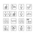 Restroom icons. Man, woman, wheelchair person symbol and baby changing. Stop smoke and pollution in the toilet. Do not flush. Male Royalty Free Stock Photo