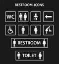 Restroom icons with men, women and baby`s Restroom icon set