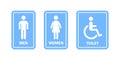 Restroom icons. Toilet icons. Restroom signs blue colors. Vector scalable graphics Royalty Free Stock Photo
