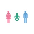 Restroom male and female and child sign vector illustration for web and mobile. flat icon set. toilet for humans .