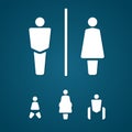 Restroom male female pregnant cripple and baby sign
