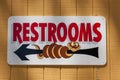 Restroom Sign with Cartoon Character Royalty Free Stock Photo