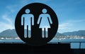 Restroom sign. Figures of man and woman. Male and female gender symbols. Entrance to the male and female toilet Royalty Free Stock Photo