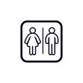 Restroom symbol, wc sign a lines style