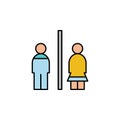 restroom, toilet, woman, man line colored icon. Signs, symbols can be used for web, logo, mobile app, UI, UX